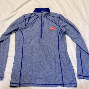 ANTIGUA DETROIT PISTONS WOMENS BLUE TEMPO QTR ZIP PULLOVER SMALL